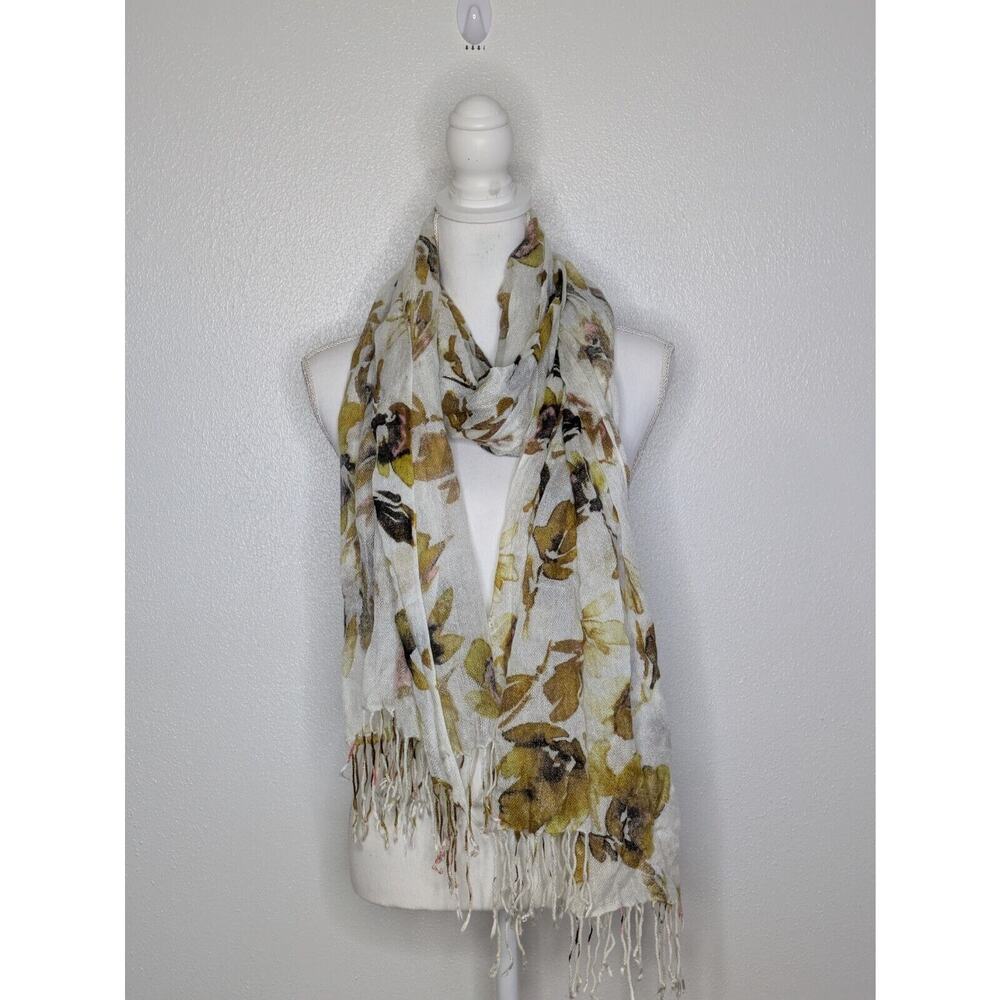 NWT H&m Scarf Cream Floral Patterned/multicolored One Size 79x30 inch